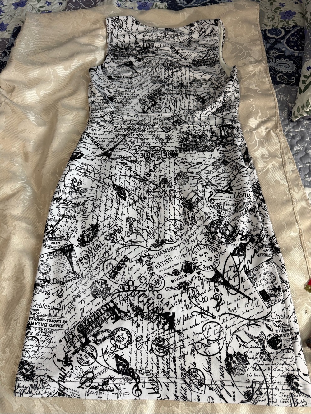 Joseph Ribkoff Cityscape Print Paris Newspaper Zip Front Sheath Dress Sz 10 - Picture 5 of 11
